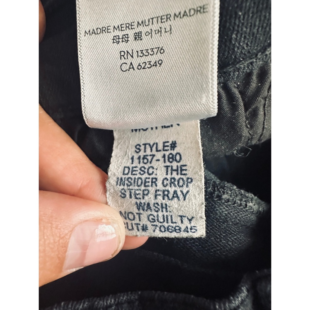 MOTHER Insider Crop Step Fray Jeans 30 Not Guilty Black Bootcut - Picture 10 of 10